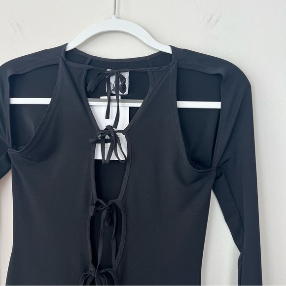 NWT With Jean Midnight Tie Black Mini Dress LBD - Picture 4 of 6